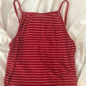 red and white striped tank top
